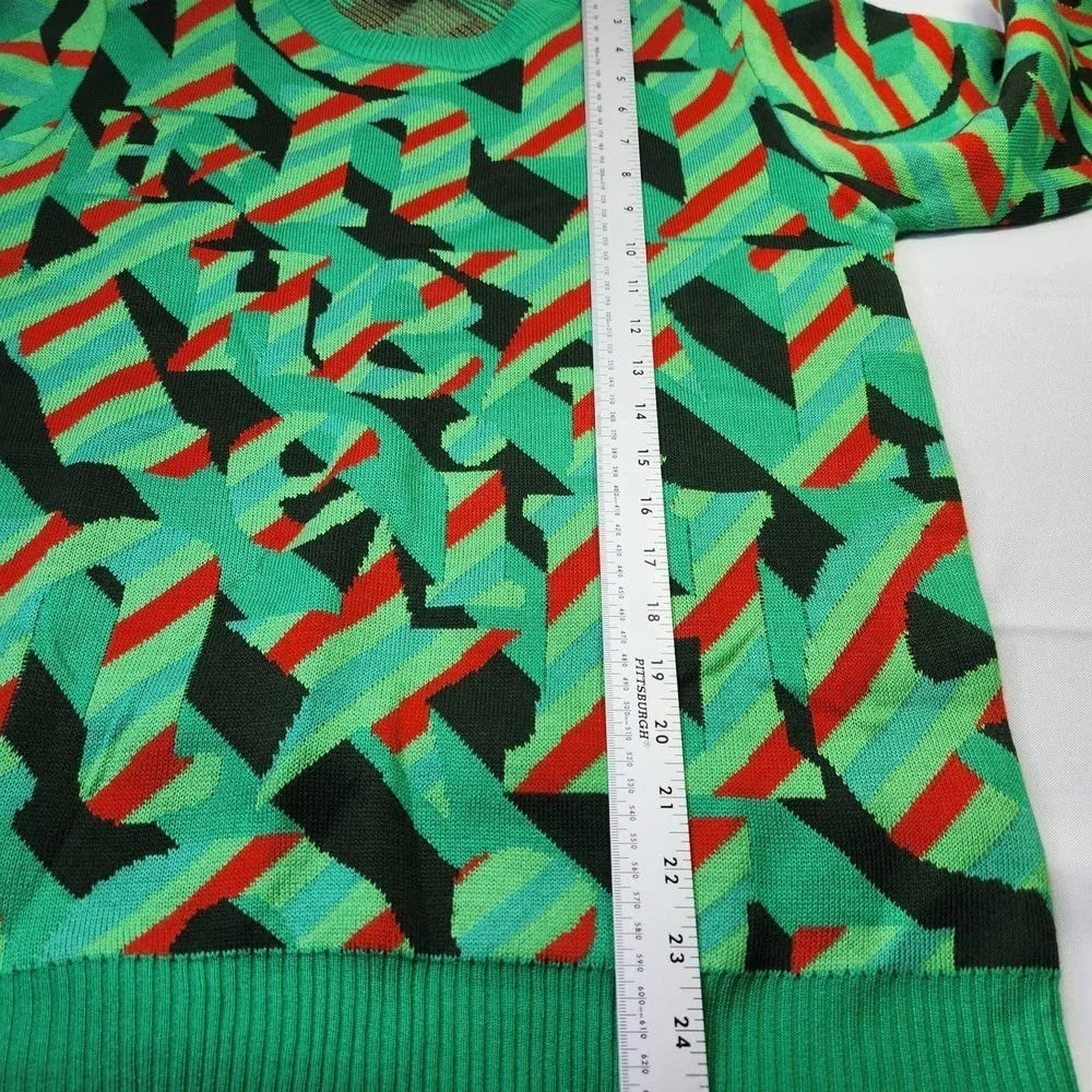 Heineken Knit Sweater Mens Medium Green Red Geometric Graphic Print Pullover